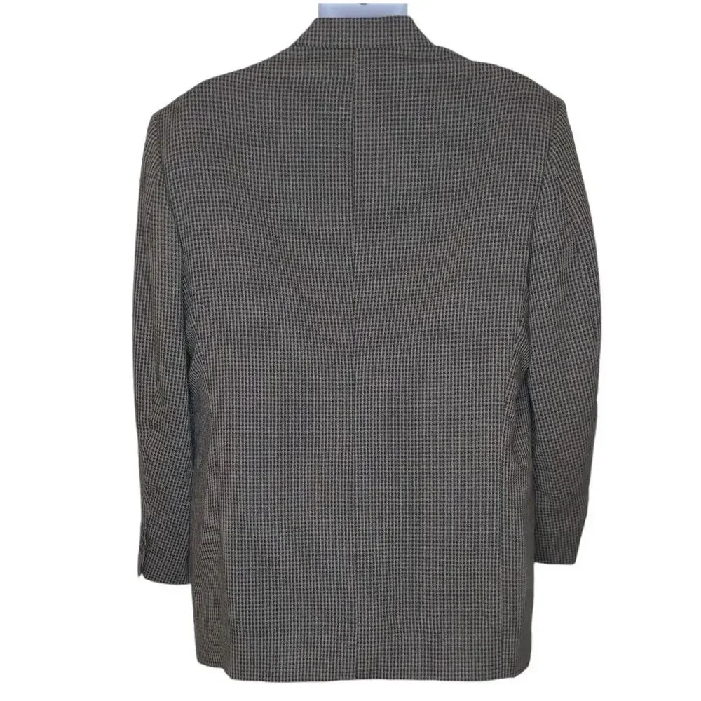 VTG Daniel Hechter Sport Coat Jacket Mens 44R Brown‎ Black Check USA Union Label